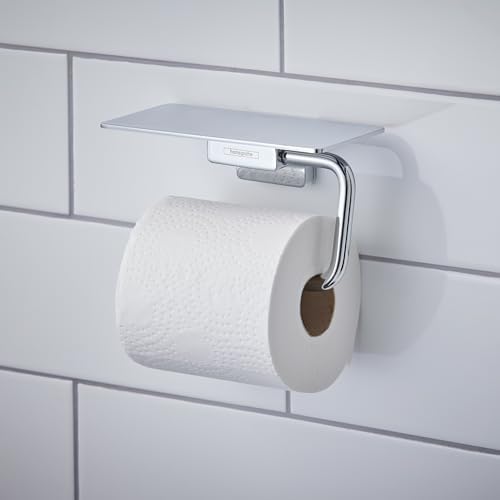 hansgrohe AddStoris Toilet Paper Holder with Shelf in Chrome, 41772000