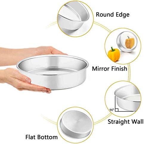 TeamFar Cake Pan, Stainless Steel Round Baking Tier Cake Pans Tins Set of 5