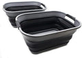 SAMMART 17.5L (4.6 Gallon) Collapsible/Foldable/Pop Up/Portable Washing Tub/Storage Basket, Water Capacity 13.5L/3.5 Gallon (2, Grey/Black (Set of 2))