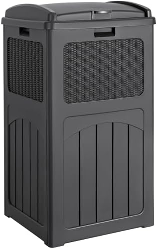 Devoko 33 Gallon Outdoor Trash Can, Hideaway Garbage Bins with Tiered Lid