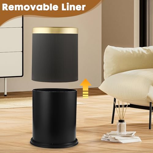 Automatic Bathroom Trash Can with Lid,Small Wastebasket Gold Black