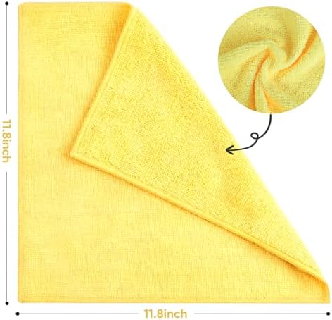 TEAWOO 10 PCS Yellow Microfiber Cleaning Cloths, Assorted Cleaning Rags