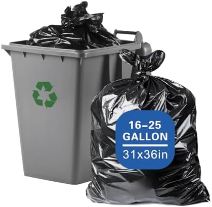 20 Gallon Trash Bags Kitchen 50 Count, STAKOK 16-25 Gallon Trash Bags,1.2 Mil-31"x 36" W/Ties Black Trash Bags, Extra Large Trash Bags Plastic Garbage Bags for Home,Yard Cleanup, Lawn & Leaf