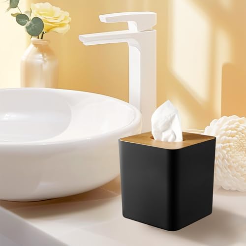 6 Pack Tissue Cover Bulk, Tissue Box Cover Bulk, Tissue Holders, Tissue Box Holder, Black Tissue Box Cover, Tissue Dispenser for Bathrooms, Tissue Box Covers Cube, Home and Office, 5 * 5 * 5.5in-Black