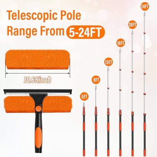 30FT Telescoping Window Squeegee Kit with Extension Pole