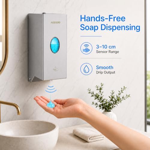 Touchless Soap Dispenser Wall Mount, 27 fl oz, Stainless Steel
