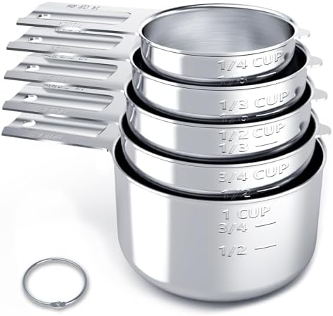 TILUCK Stainless Steel Measuring Cups Set,Kitchen Gadgets for Cooking & Baking,Set of 5