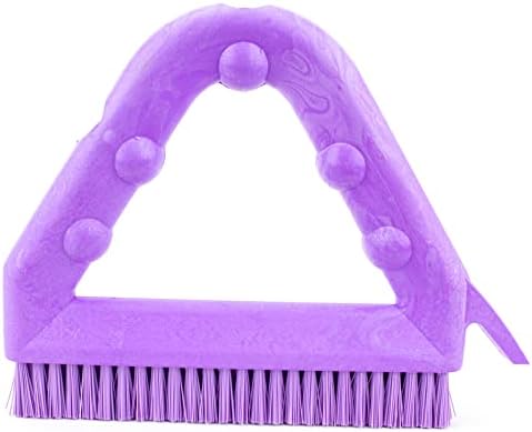 SPARTA Plastic Commercial Grout Brush, Triangle-Shaped Scrub Brush with Scraper and Two Threaded Holes for Attaching Handle (Sold Separately), 9 x 7 x 7 Inches, Purple