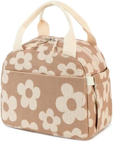 Bluboon Lunch Bag for Women Men Cute Corduroy Lunch Tote Bags Reusable Insulated Lunch Box Large Capacity Reusable Insulated Cooler for Work Picnic or Travel