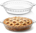 Uiifan 2 Pcs Mini Glass Pie Pan 9 Inches, Clear Baking Dish with Handles