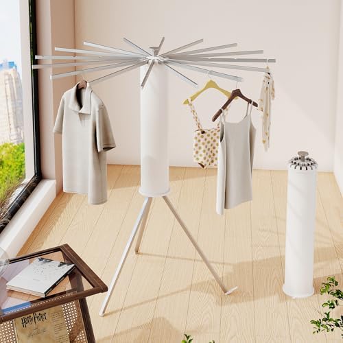 BOQORAD Tripod Clothes Drying Rack,Drying Rack Clothing Foldable,(16 Aluminium Poles),Standing Dry Racks,Laundry Drying Rack,Clothes Hanger Rack,Laundry Rack Folding,Collapsible,Retractable