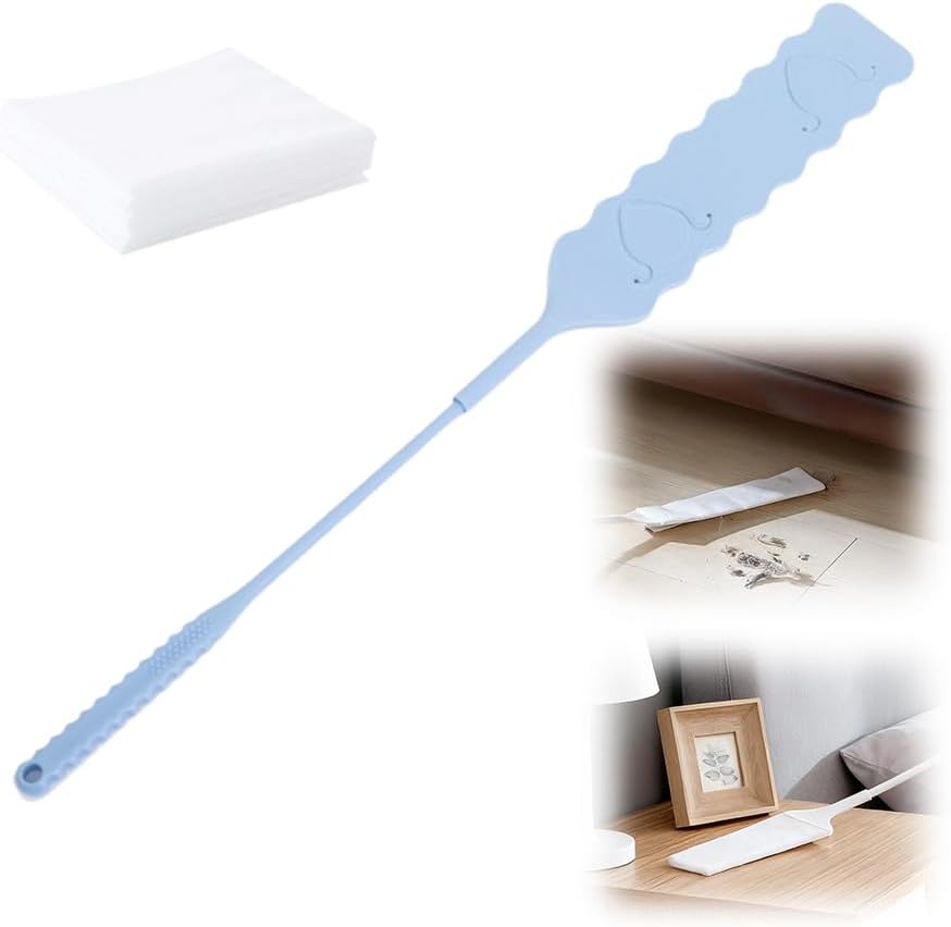 Retractable Gap Dust Cleaner, Bendable Microfiber Duster for Household Flat Duster for Under Appliances, Retractable Gap Dust Cleaning Artifact Extendable Dusters with Nonwoven Fabric (1, Blue)
