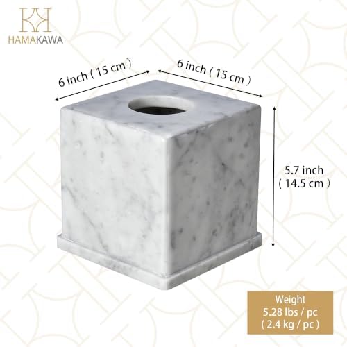Marble Tissue Box Cover, Carrara White Tissue Organizer