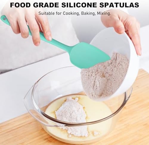 NileHome 6 Pieces Silicone Spatula Set with Silicone Brush,Turquoise