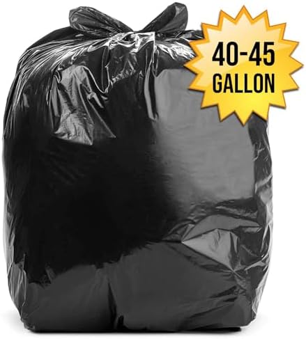 Aluf Plastics 40-45 Gallon 1.5 MIL (eq) Black Heavy Duty Trash Can Liners - 33" x 47" - Pack of 400 - For Contractor, Industrial, Commercial