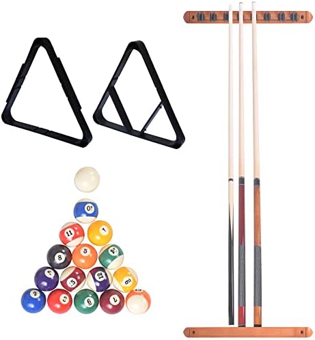 Deluxe Billiard Accessories Kit with Canadian Maple Pool Cues, Balls, Triangle, Cue Rack & Maintenance Tools – Complete Home Game Room Starter Set