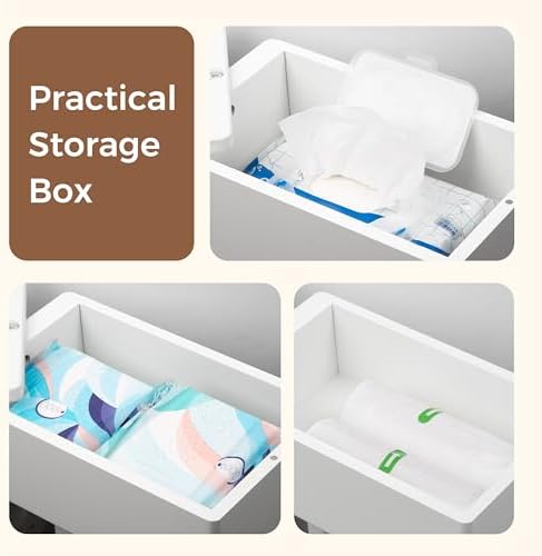 Wealone 4-in-1 White Toilet Paper Holder Stand with Storage Shelf Box