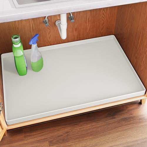 FLATO Waterproof Under Sink Mat, 31" x 22", White