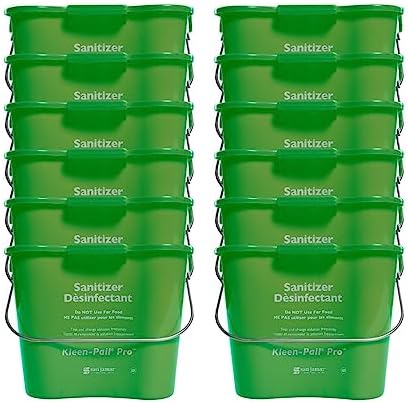 San Jamar Kleen-Pail Pro Detergent Pail Cleaning Bucket with Bail Handle for Cleaning, Kitchens, Restaurants, And Janitorial Use, Plastic, 8 Quarts, Green, (Pack of 12)