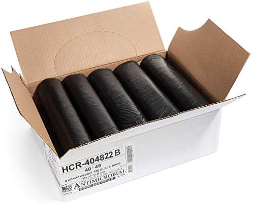 Aluf Plastics 45 Gal Black Trash Bags, 22 Micron (EQ.), 40" x 48" (150 Pk)