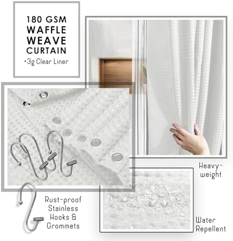 Clara Clark White Bathroom Set, Shower Curtain Set, Bathroom Accessory Set