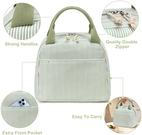Bluboon Lunch Bag for Women Men Cute Corduroy Lunch Tote Bags Reusable Insulated Lunch Box Large Capacity Reusable Insulated Cooler for Work Picnic or Travel