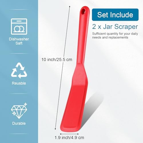 Zopeal 2 Pcs Crepe Spatula Narrow Silicone Long Non Stick, Red, Black