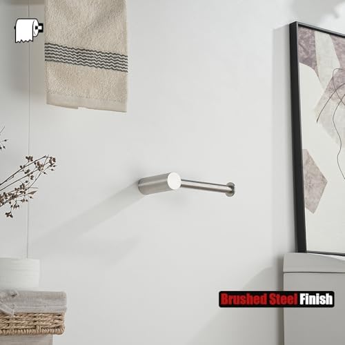 JQK Toilet Paper Holder, 5 Inch 304 Stainless Steel Thick 0.8mm Tissue Paper Dispenser for Bathroom, Hold Mega Rolls, Brushed Steel Wall Mount, TPH600-BN