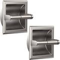FORIOUS Recessed Toilet Paper Holder for Mega Rolls, 2 Pack Brushed Nickel