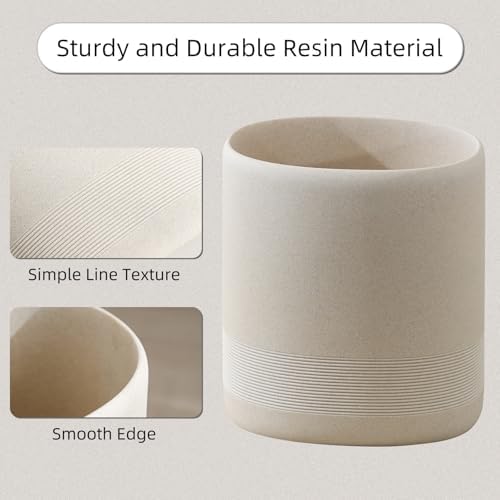 Bathroom Trash Can, 1.6 Gallon, Simple Sandstone Look,Beige