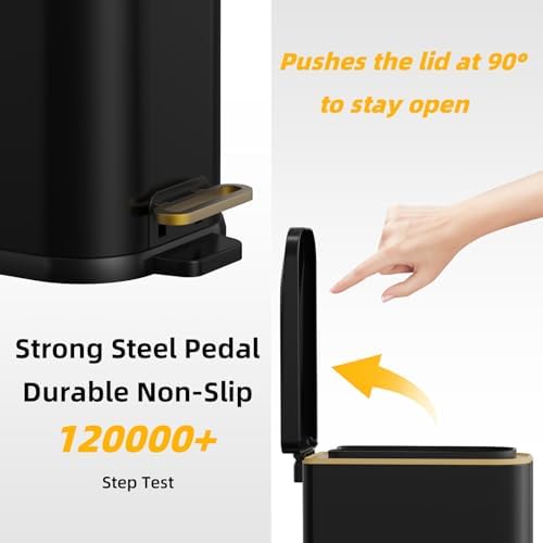 KdbK Bathroom Trash Can with Soft Close Lid, 15L/ 4 GallonRectangular Trash Can with Removable Wastebasket, Step Pedal, Slim Wastebasket for Bedroom, Home Office,B