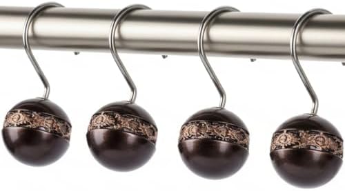Creative Scents Dublin Brown Shower Curtain Hooks Decorative | Set of 12