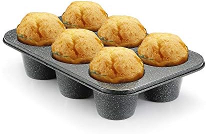 Monfish extra large muffin pan jumbo cupcake tray Carbon steel stone finish 3.5 inch cup