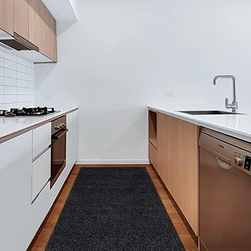 3' x 33' Runner Rugs with Rubber Backing, Indoor Outdoor Utility Carpet Runner Rugs, Black, Can Be Used as Aisle for The RV and Boat, Laundry Room and Balcony