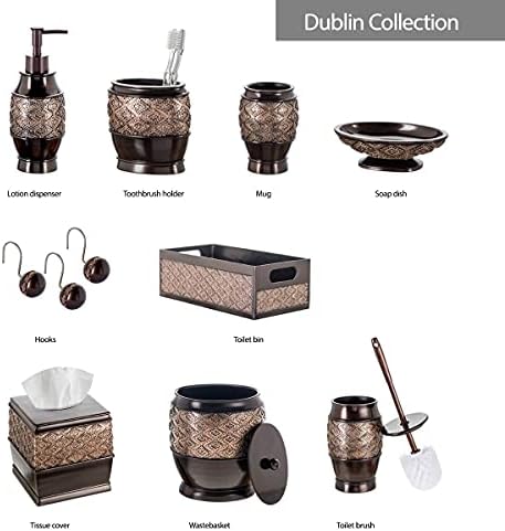 Creative Scents Dublin Brown Shower Curtain Hooks Decorative | Set of 12