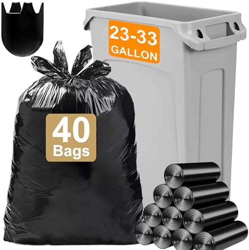 23-33 Gallon Heavy Duty Trash Bags 30 Count 1.2 MIL THICK with Twist Ties Compatible with Rubbermaid Brute & Winco 23-33 Gallon Slim Jim Trash Bags Tear-Resistant HEAVY DUTY