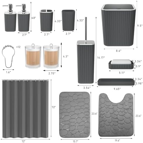 XLHOMO Bathroom Accessories Set- Bathroom Set with Shower Curtain and Rugs