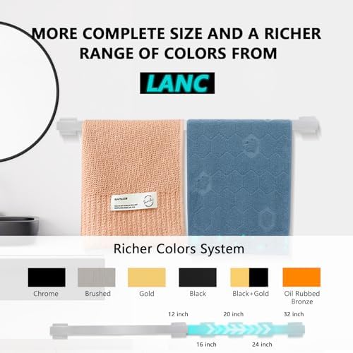 LANC 32-Inche Long Towel Bars for Bathroom Wall Mounted Polished Chrome Bath Towel Racks Stainless Steel Silver Towel Rails for Kitchen Square Towel Holder Total-33.5” Towel Hanger, A8804CP-8P1
