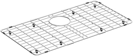 Metal Sink Grate Protector for Kitchen, Stainless Steel Sink Bottom Grid 27-9/16" X 14-9/16",Large Kitchen Sink Protector with Rear Drain Hole, Kitchen Sink Rack with Strainer for Single Bowl