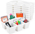 6 Pack Classroom Caddy with Handle, 6 Compartment (White)