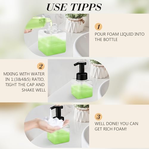 8.5 oz Foaming Soap Dispenser Plastic Foaming Pump Bottle, Refillable Dispenser with Plastic Pump, Empty Hand Bottles for Liquid Soap, Shampoo, Bathroom,Hotel,Restaurant (60, Transparent)