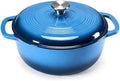 NEWBULIG Cast Iron Dutch Oven, 6 Quart Enamel Dutch Oven Pot with Lid, Heavy Duty Cookware for Sourdough Bread, Braising, Stews, Roasting, Safe up to 500°F, Blue