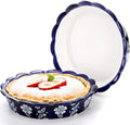 Tosnail 2 Pack 9.5" Ceramic Pie Pan, Deep Pie Dish, Fancy Pie Plates, Nonstick Large Quiche Pan Round Baking Dish for Fruit Tarts, Apple Pies, Cakes, Quiches
