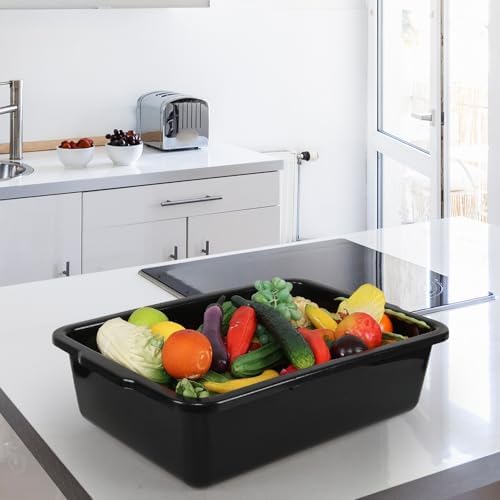 32L Commercial Bus Tub, 4 Packs Plastic Utility Bus Box, Black