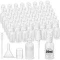 50 Pcs 30ml Empty Refillable Frosted White Glass Pump Bottles with Clear Top, 6 Funnel, 6 Droppers, Travel Size Cosmetic Dispenser for Cream, Lotion, Sample, Liquids Aromatherapy