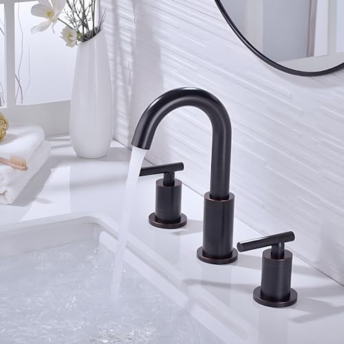 TRUSTMI Bathroom Faucet Oil Rubbed Bronze 8" Widespread, Swivel Spout