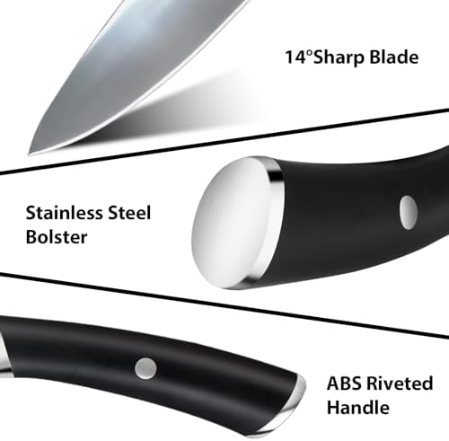 MOSFiATA Chef Knife Sets with Carry case Bag, 19 Pieces Professional Knife Set with Knife Sharpening Rod, High Carbon Stainless Steel Kitchen Chef Knives Set，Dishwasher Safe, For Outdoor
