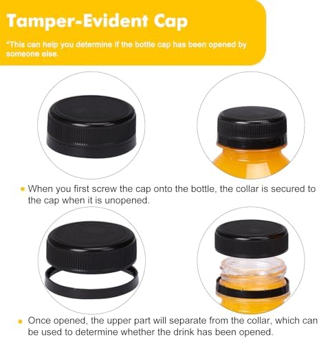 BAKHUK 5074pcs 12oz Empty Plastic Juice Bottles with Caps, Sticker Labels