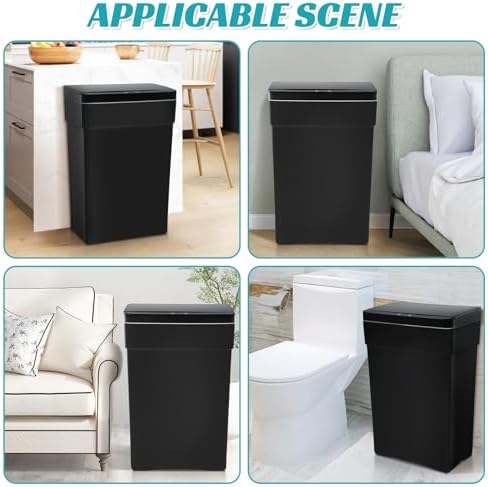 Dkeli Automatic Trash Can 13 Gallon Kitchen Trash Can for Bathroom Bedroom Home Office High-Capacity Plastic Touch Free Garbage Can with Lid Waste Bin 50 Liter, Black