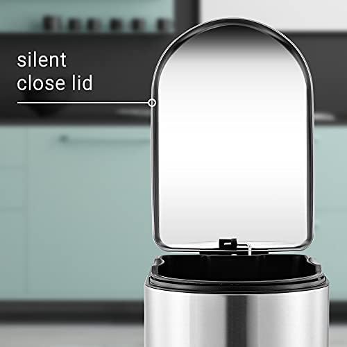 happimess Roland Mini 2.6 Gal Step Trash Can Soft-Close, Platinum Silver